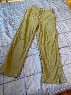 Billabong Green Casual Linen High-Rise Pants